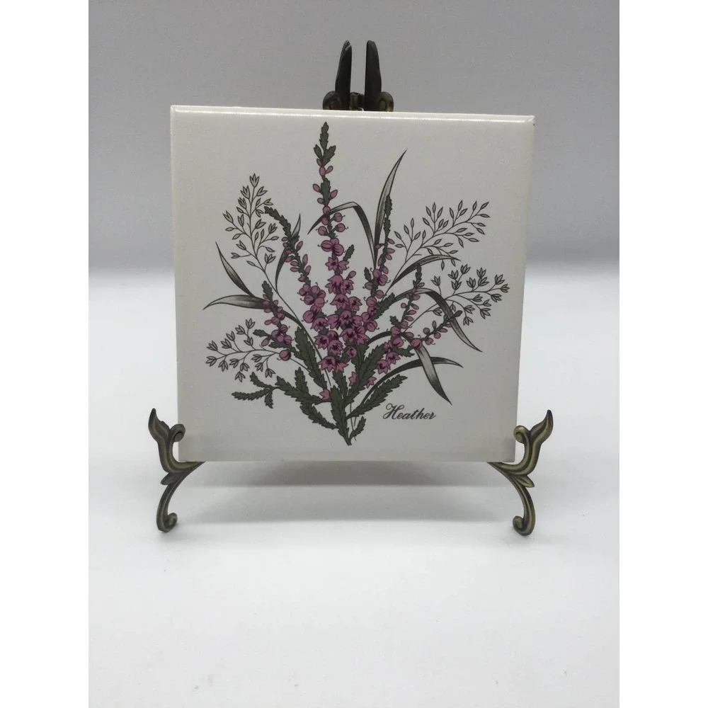 Vintage 6” Heather trivet purple cotagecore spring country farmhouse decor